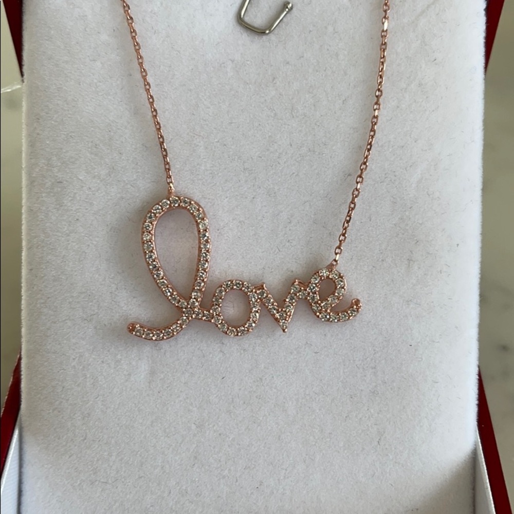 925 sterling silver pink gold plated LOVE necklace